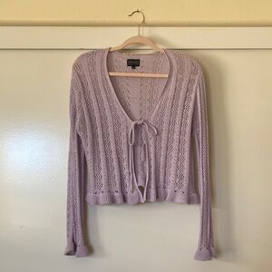 Lavender Knit Cardigan with Tie Front